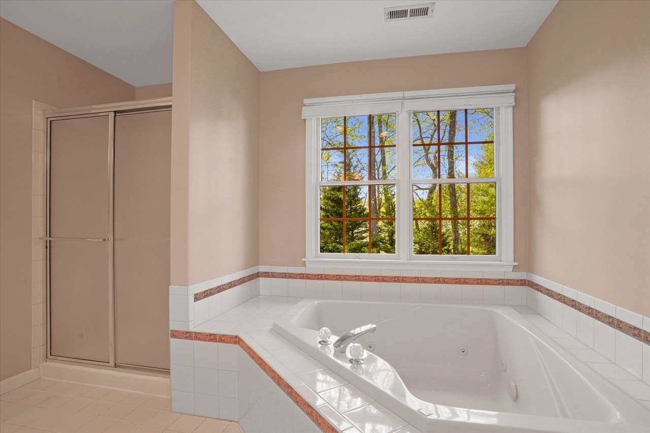 primary bathroom with soaking tub & separate shower