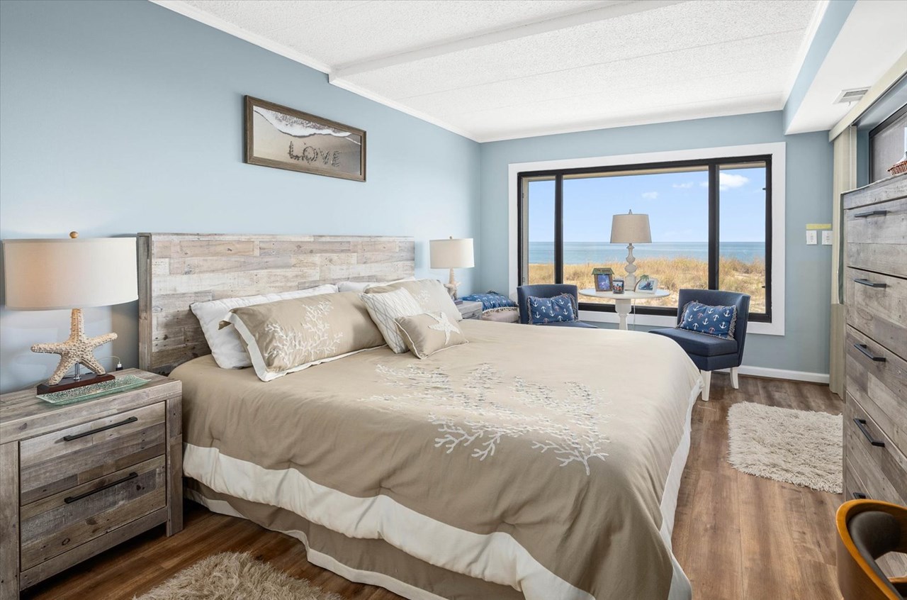 primary bedroom with ocean views