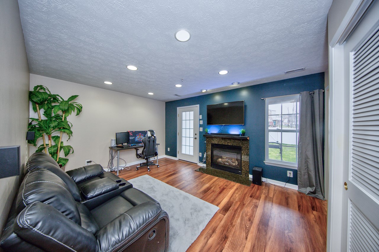 living room with walk out