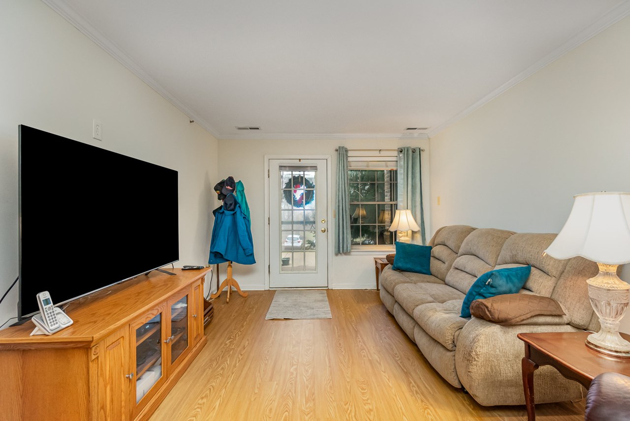 living room with patio entrance
