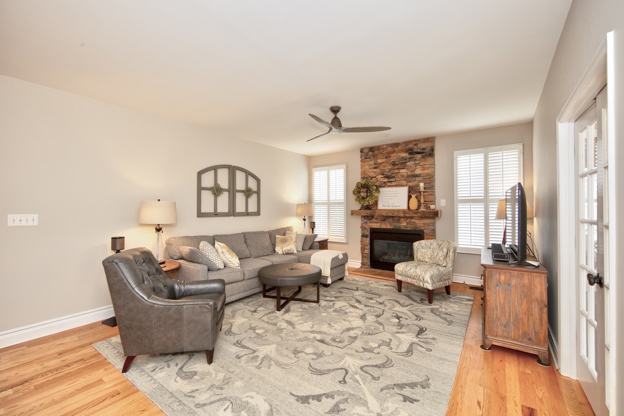 family room with gas fireplace
