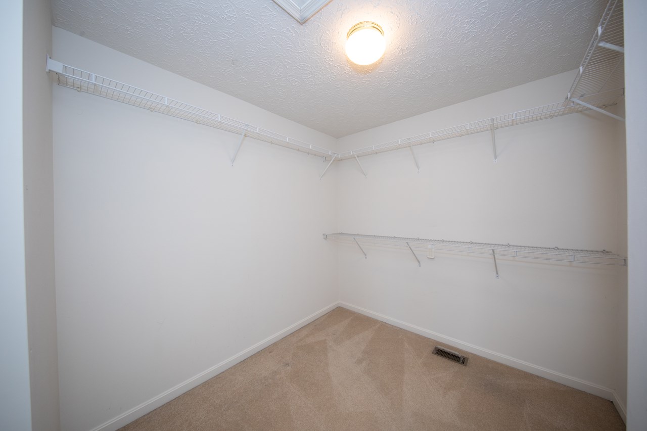 primary bedroom with walk in closet