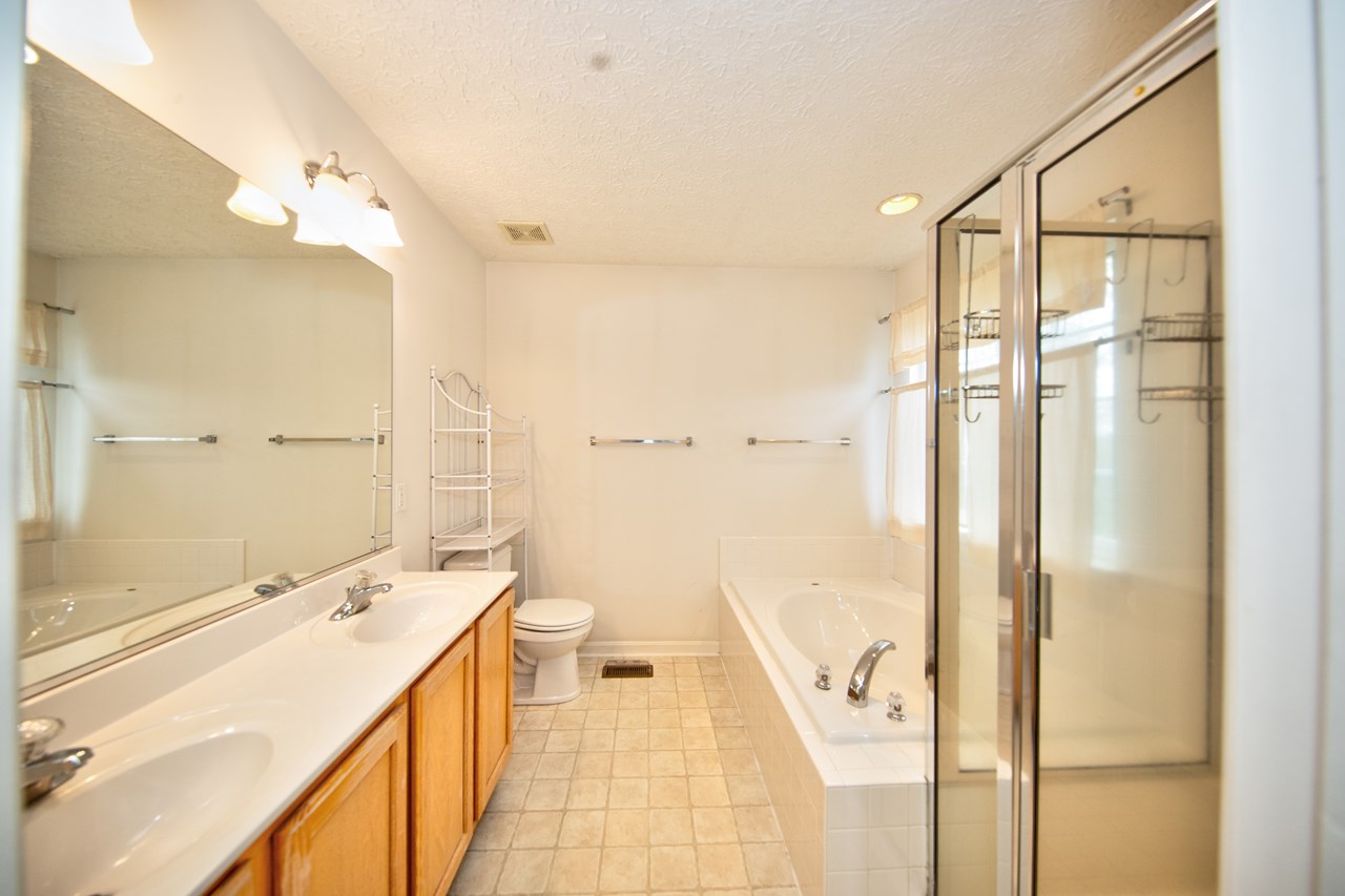 primary bathroom with soaking tub & separate shower