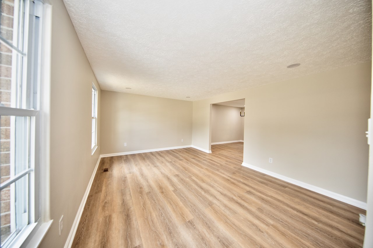 living room with new luxury flooring