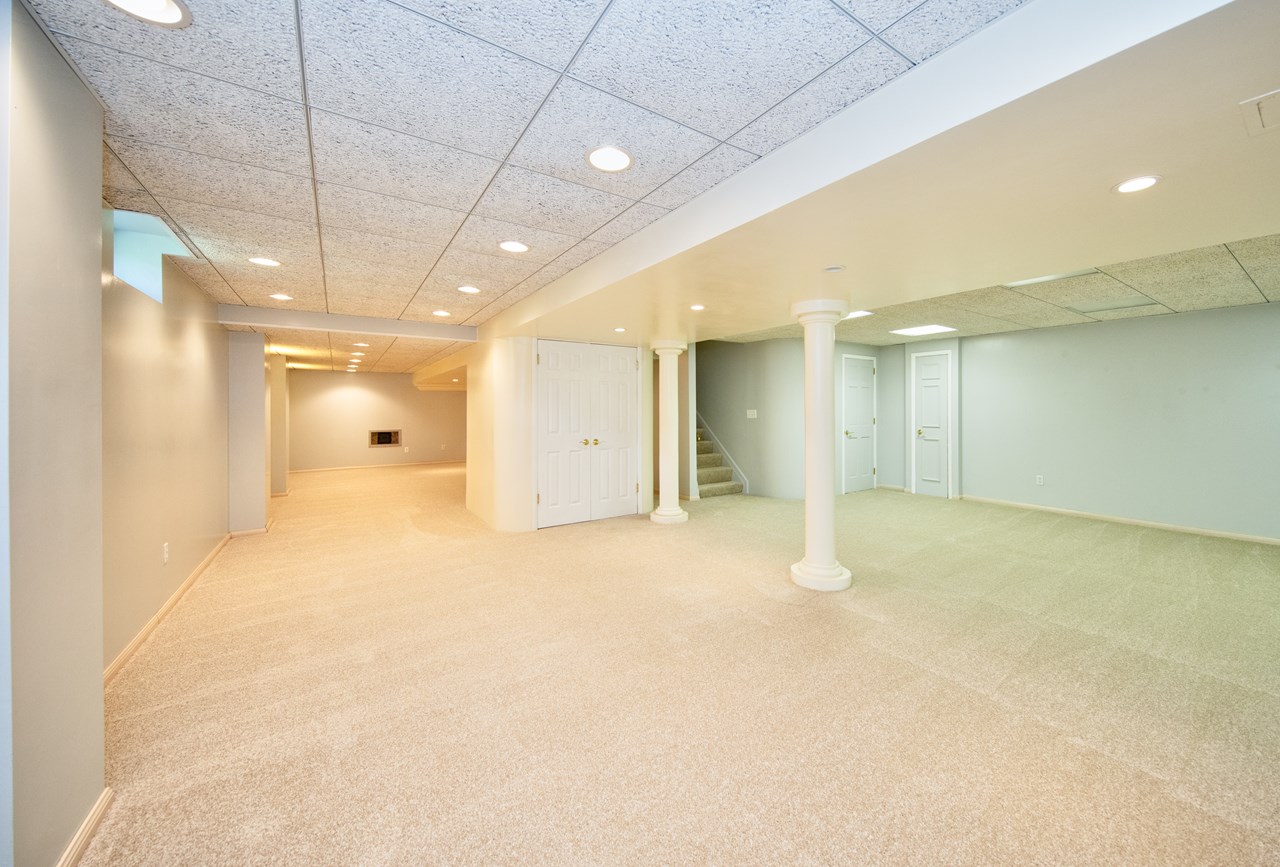 fully finished lower level with new carpet