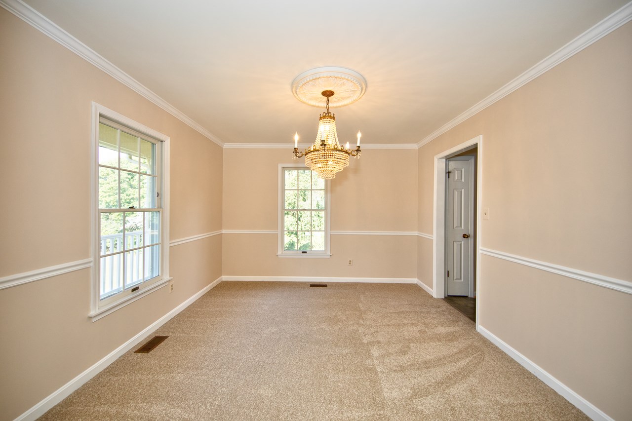 dining room with new carpet & paint