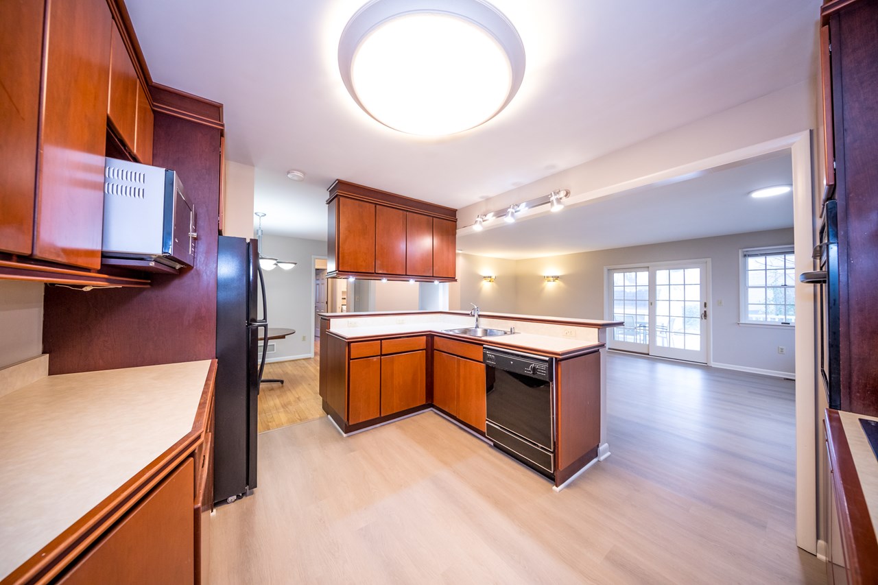 open concept kitchen to large family room addition