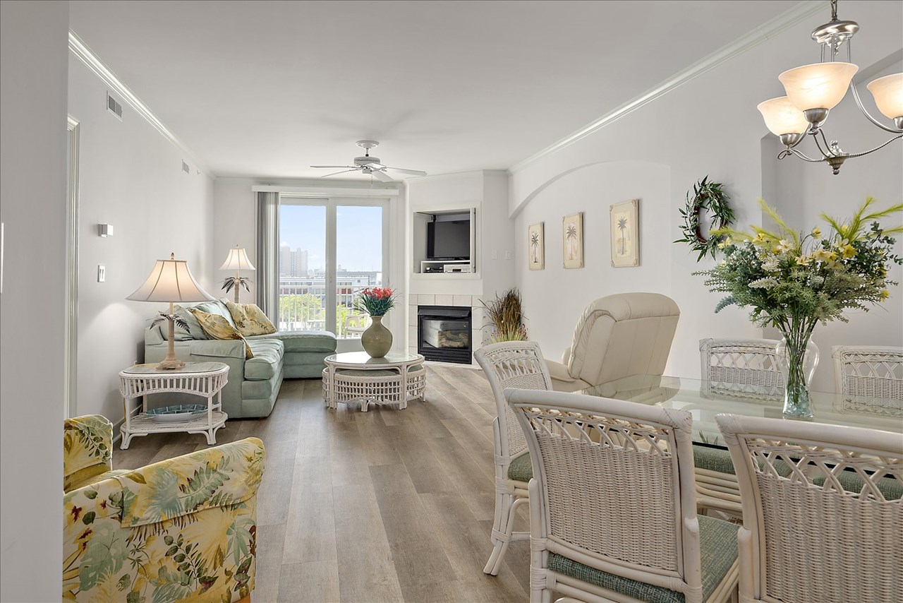 open floor plan with balcony access