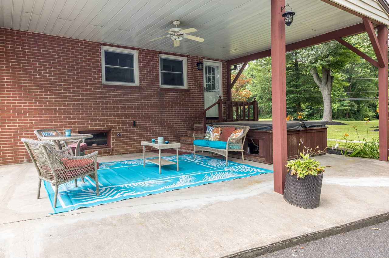 side patio with entrance to mud room