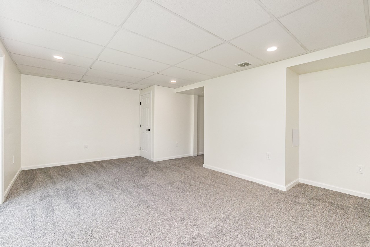 finished lower level with new carpet