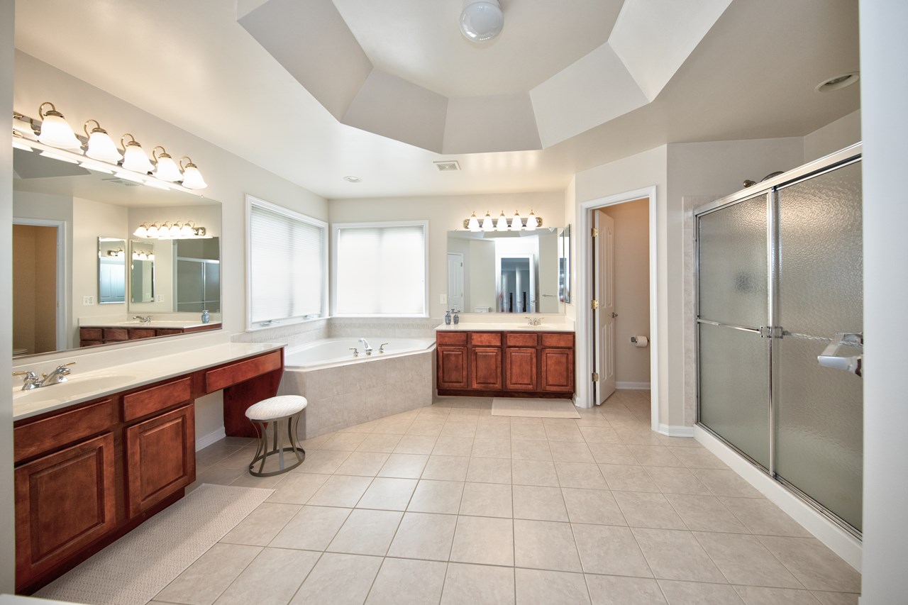 primary bathroom with soaking tub