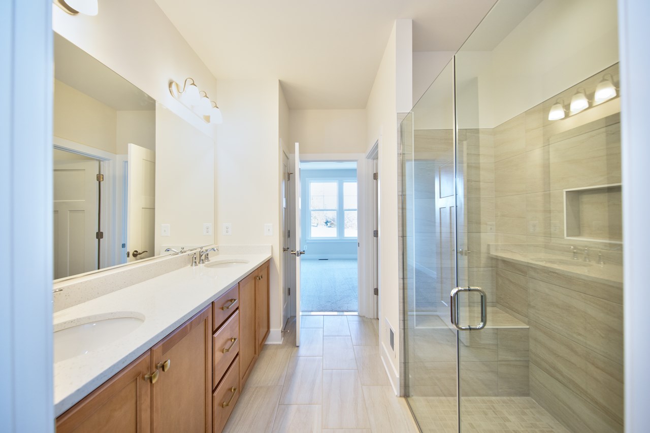 primary bathroom with double sinks