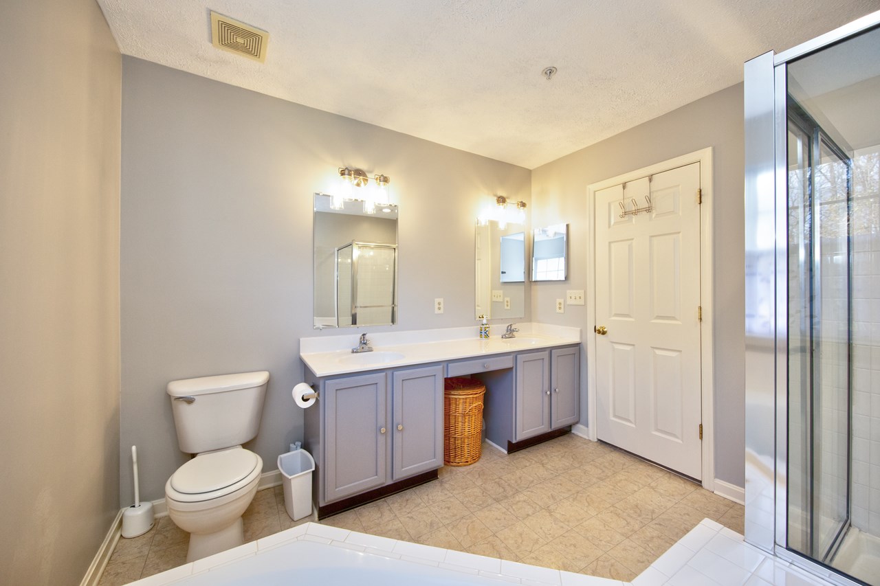 primary bathroom with double sinks