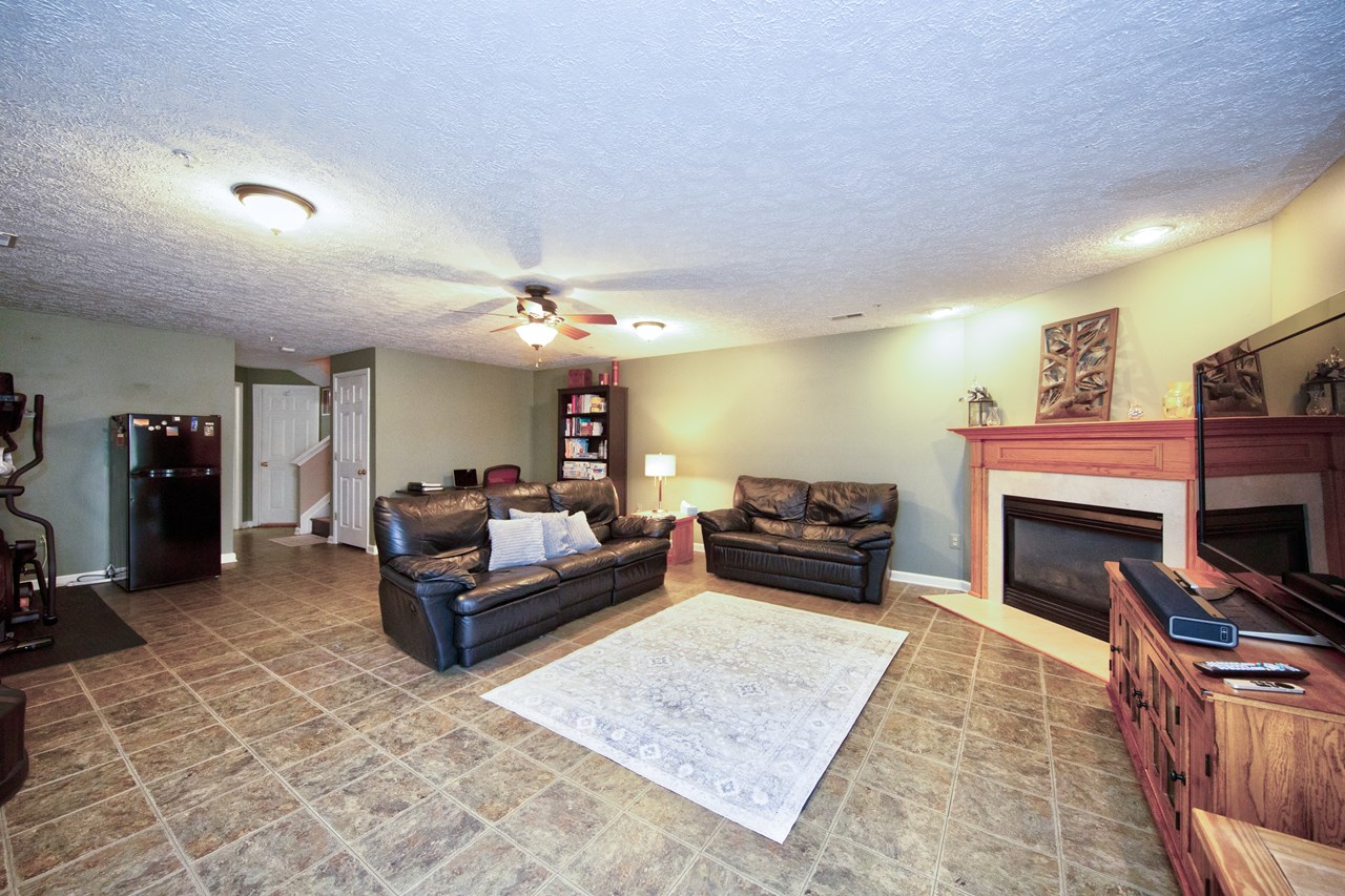 lower level with fireplace