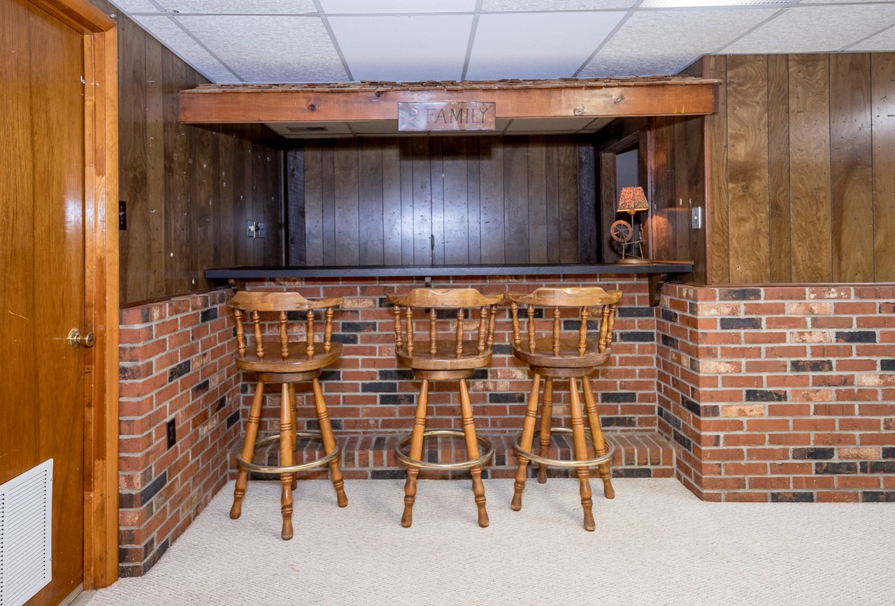 built in bar in lower level