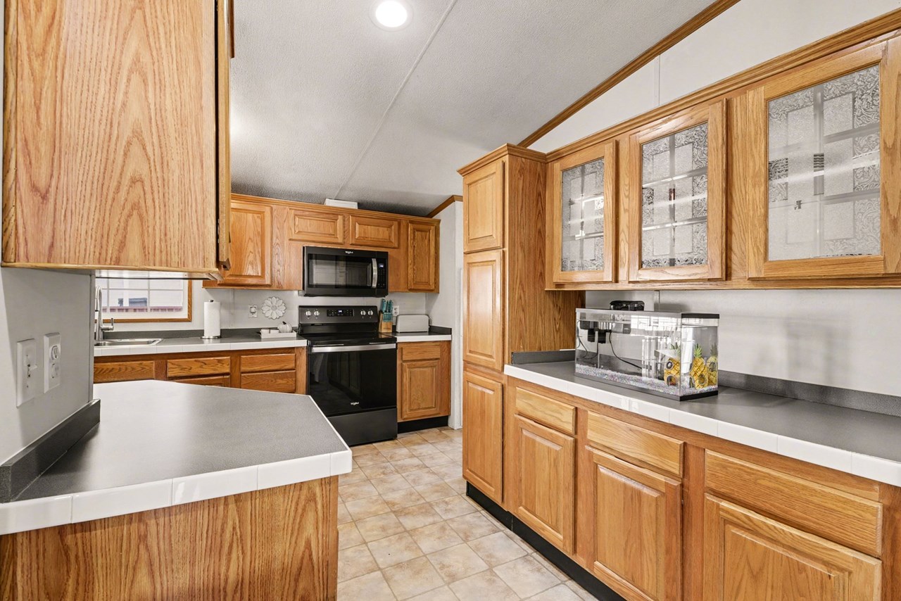 kitchen with abundant cabinet & counter space