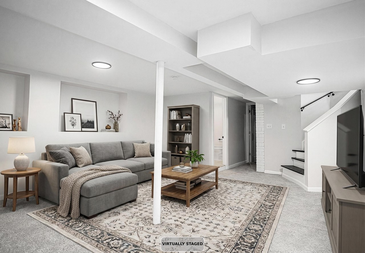 lower level family room with new carpet