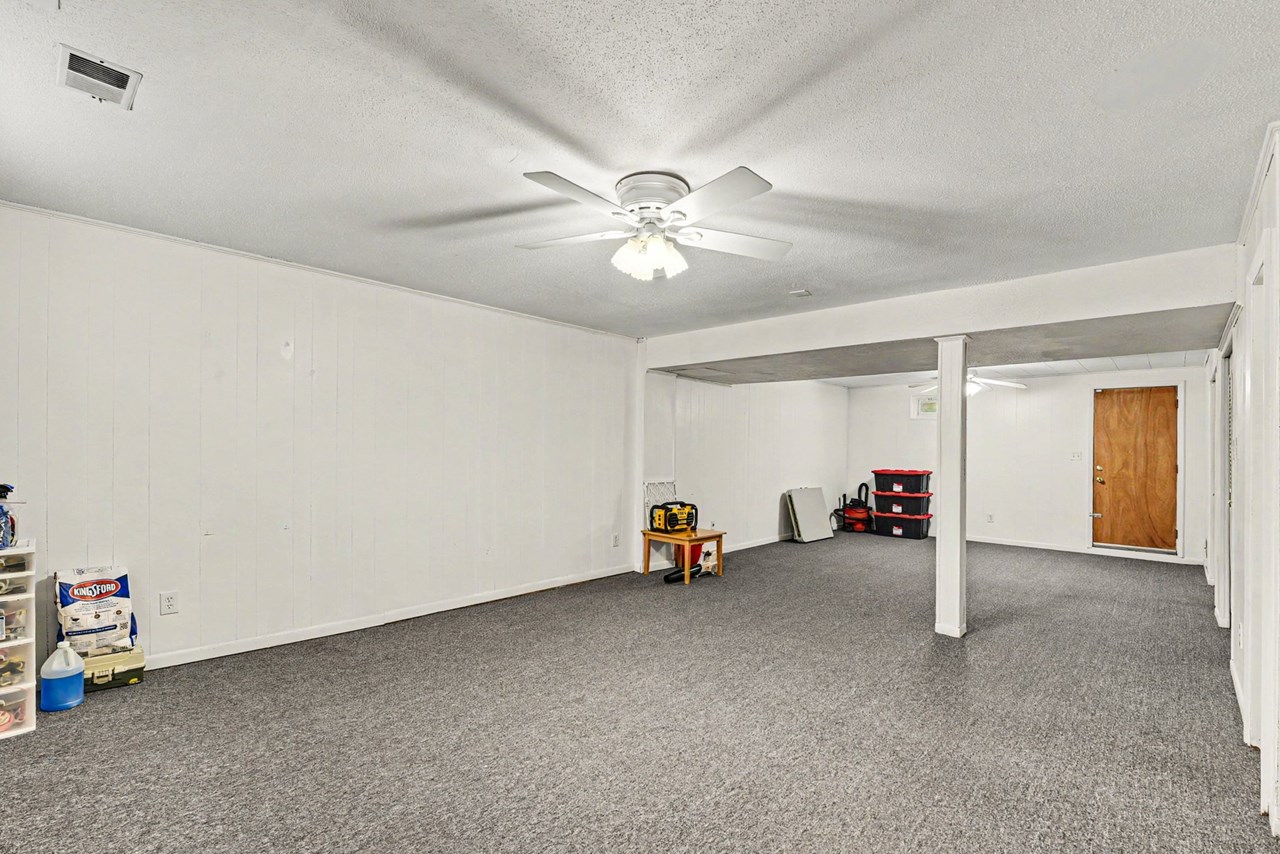 finished lower level with walk up stairs