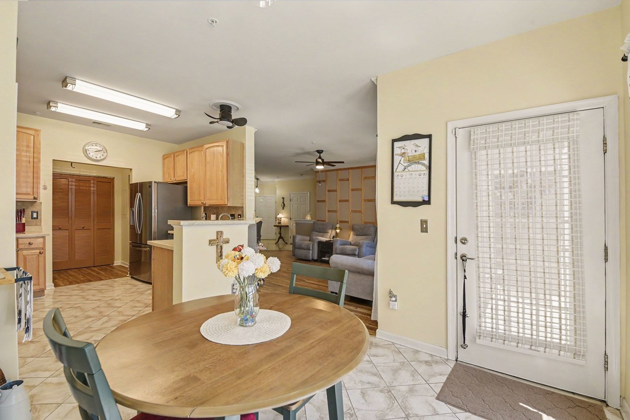 kitchen with table space and patio access