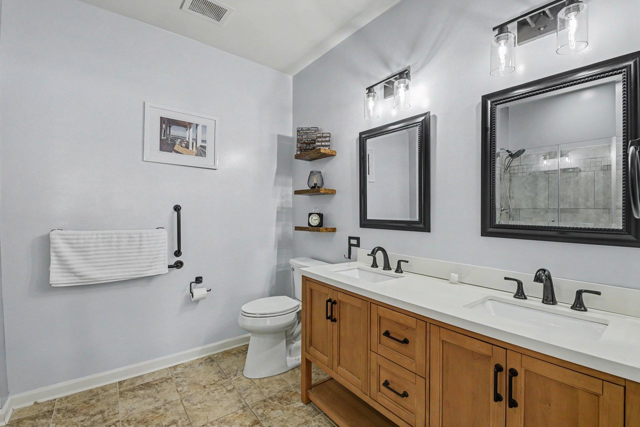 primary bathroom with double sink