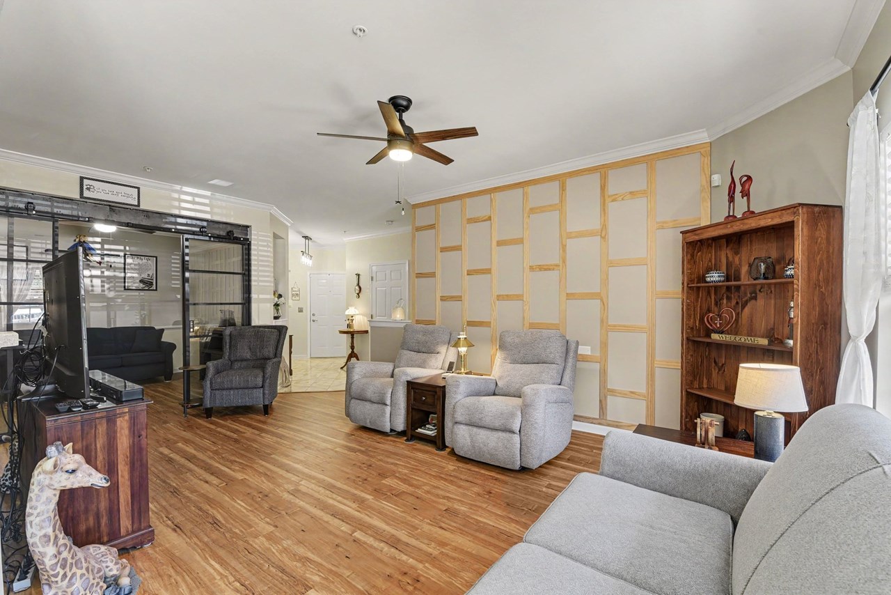 living room with accent wall