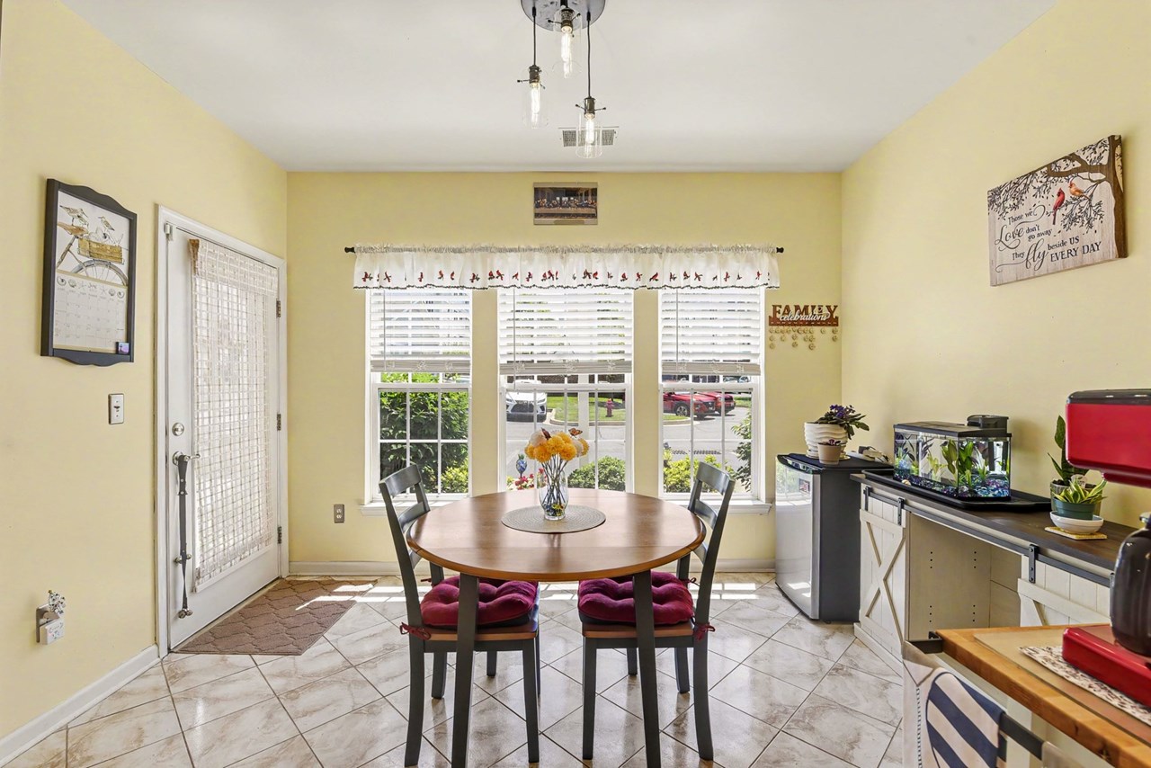 eat in kitchen with ceramic tile floors