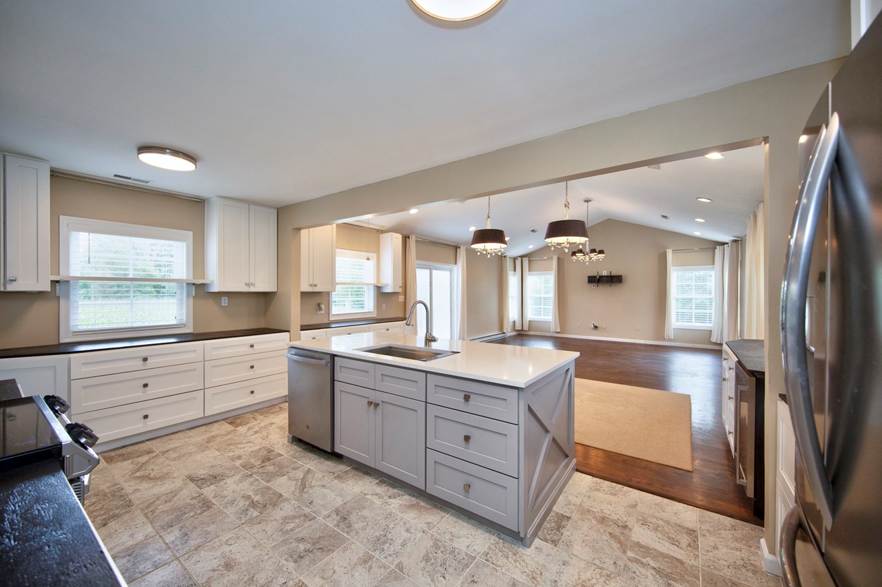 updated kitchen with island
