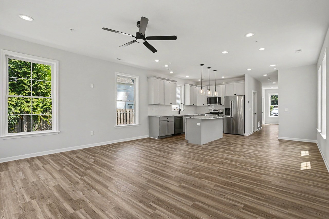 living room/ dining room with luxury vinyl floors