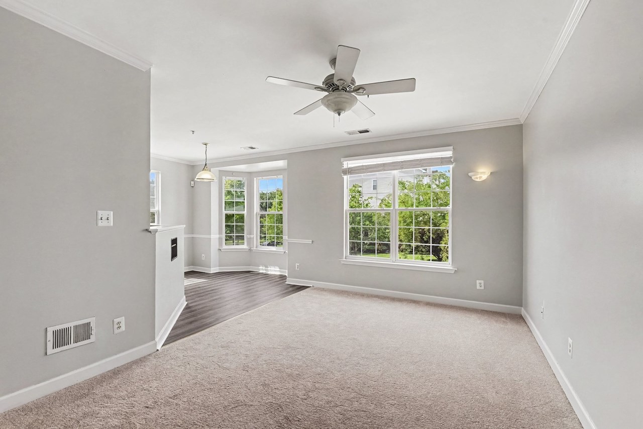 living room with new carpet