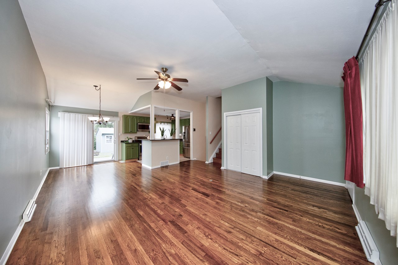 living room with newly refinished floors