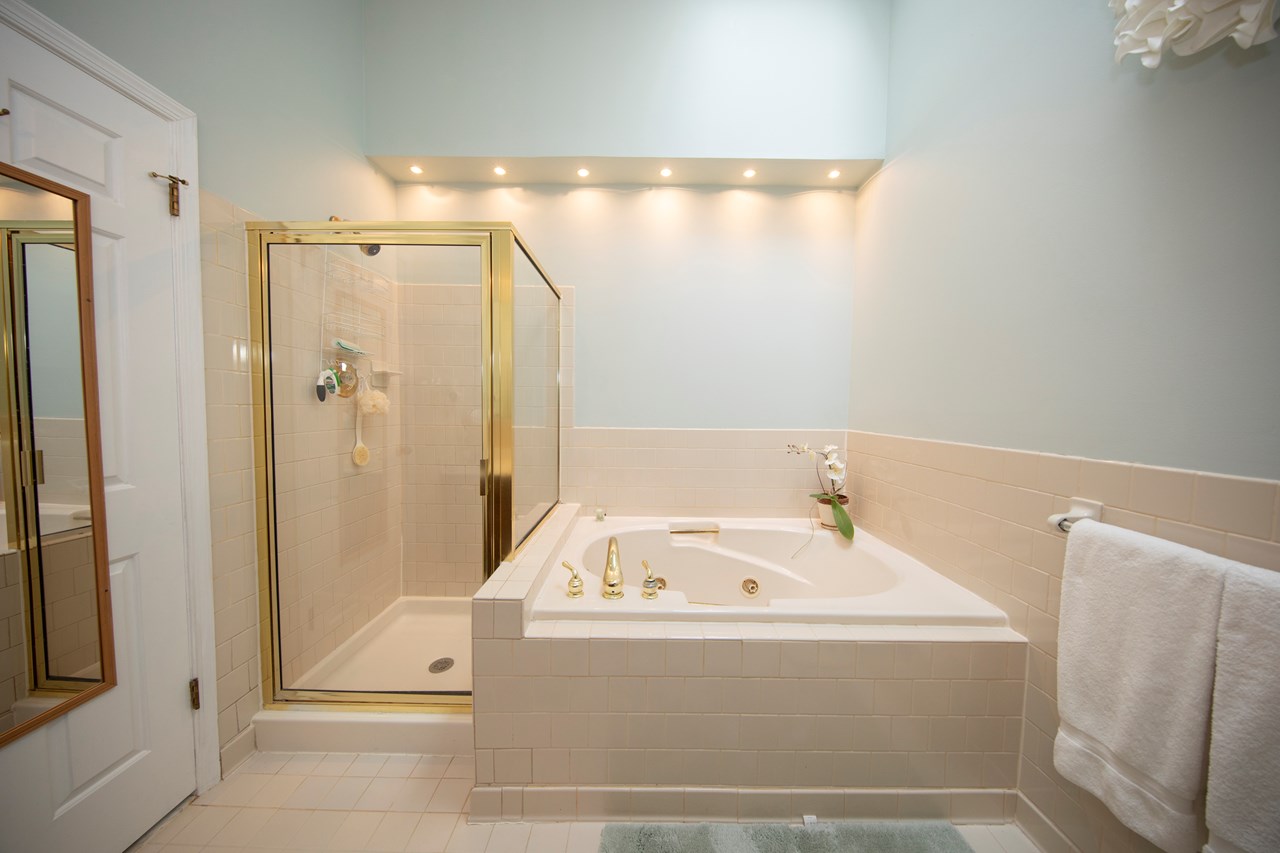 primary bathroom with soaking tub