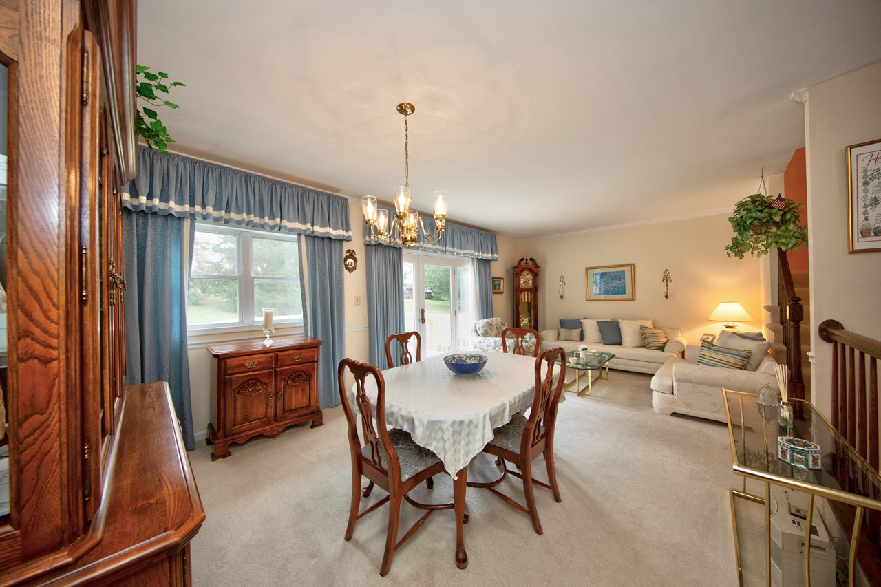 living room with deck access