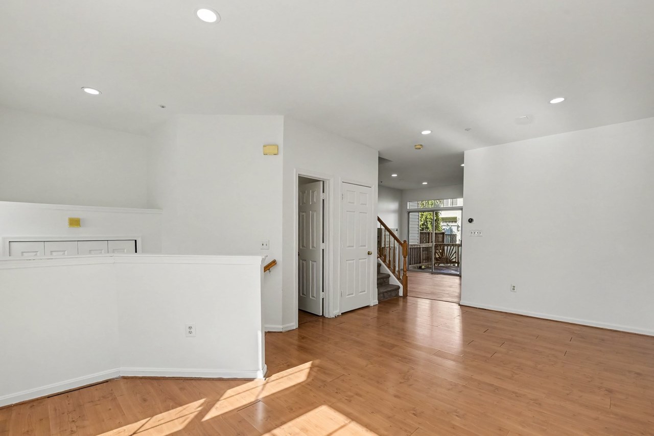 living room with laminate flooring