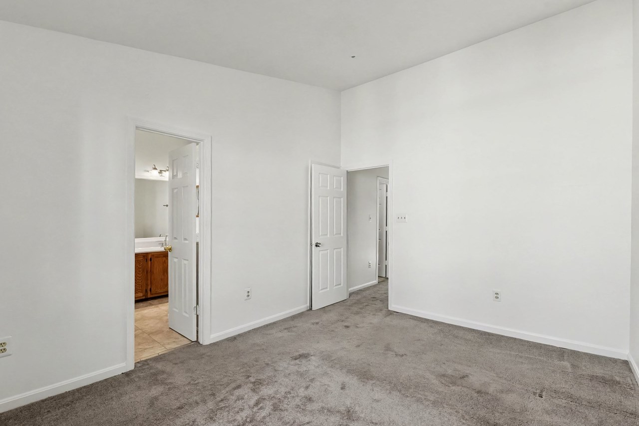 primary bedroom with walkin closet & full bath