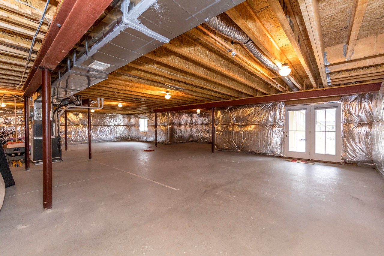 unfinished lower level with walk out